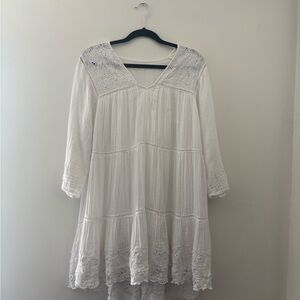 Elegant White Lace Midi Dress